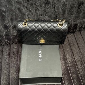 Chanel Black Quilted Shoulder Bag with Gold Accents